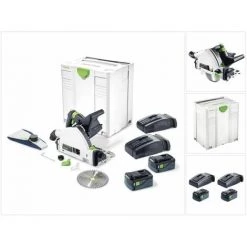 Festool TSC 55 Li 5,2 REBI-Plus/XL-SCA 18 / 36 V Scie Circulaire Plongeante Sans Fil + Coffret Systainer + 2x Batteries 5,2 Ah + 2x Chargeurs ( 575689 )