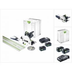 Festool TSC 55 Li 5,2 REBI-Set-SCA-FS Scie Plongeante Sans Fil 18 V / 36 V + Systainer + 2 X Batteries 5,2 Ah + Chargeur ( 575745 )