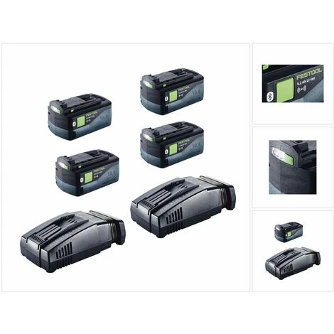 Festool Power Ensemble De - 4x Batteries BP 18 V 5,2 Ah ASI Bluetooth Li-Ion ( 202479 ) + 2x Chargeurs Rapide Festool SCA 8 Li-Ion + Technologie Airstream ( 200178 ) 7 Festool Power Ensemble De - 4x Batteries BP 18 V 5,2 Ah ASI Bluetooth Li-Ion ( 202479 ) + 2x Chargeurs Rapide Festool SCA 8 Li-Ion + Technologie Airstream ( 200178 ) – Image 5