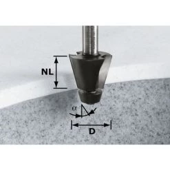 Fraise à Chanfreiner HW Avec Queue De 12mm FESTOOL HW D33,54/15° Ss S12 - 492665
