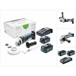 Festool AGC 18-125 Meuleuse D'angle Sans Fil 18V 125mm Brushless ( 575344 ) + 2x Batteries 5,2Ah + Chargeur + Coffret De Transport -Festool Soldes Magasin 21942607 3
