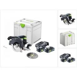 Festool HKC 55 EB-Basic Scie Circulaire à Capot Basculant Sans Fil, Sans Balai 18 V, 160 Mm + 2x Batteries 4,0 Ah + Chargeur + Systainer (576163)