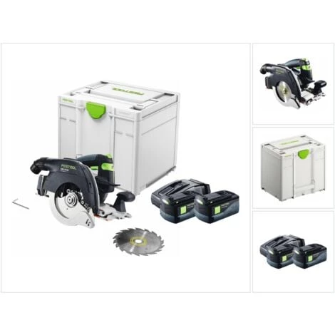 Festool HKC 55 EB-Basic Scie Circulaire à Capot Basculant Sans Fil, Sans Balai 18 V, 160 Mm + 2x Batteries 5,2 Ah + Chargeur + Systainer (576163) 3 Festool HKC 55 EB-Basic Scie Circulaire à Capot Basculant Sans Fil, Sans Balai 18 V, 160 Mm + 2x Batteries 5,2 Ah + Chargeur + Systainer (576163)