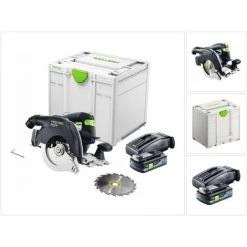Festool HKC 55 EB-Basic Scie Circulaire à Capot Basculant Sans Fil, Sans Balai 18 V, 160 Mm + 1x Batterie 4,0 Ah + Chargeur + Systainer (576163)