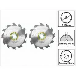 Festool 2x Panther Lames De Scie Circulaire HW 160x2,2x20 PW12 160 Mm 12 Dents ( 2x 496301 )