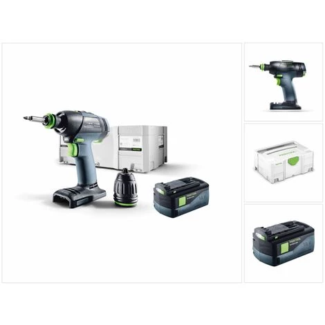 Festool T 18+3 Li-Basic Perceuse-visseuse Sans Fil (574763) + Coffret De Transport Systainer + 1x Batterie BP 18 V 5,2 Ah Li-Ion (200181) - Sans Chargeur 3 Festool T 18+3 Li-Basic Perceuse-visseuse Sans Fil (574763) + Coffret De Transport Systainer + 1x Batterie BP 18 V 5,2 Ah Li-Ion (200181) - Sans Chargeur