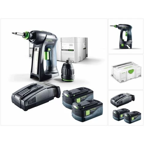 Festool C 18 Li-Basic Perceuse-visseuse Sans Fil Avec Boîtier Systainer Plus + 2x Batteries BP 18 Li 5,2 AS + Chargeur Rapide SCA 8 3 Festool C 18 Li-Basic Perceuse-visseuse Sans Fil Avec Boîtier Systainer Plus + 2x Batteries BP 18 Li 5,2 AS + Chargeur Rapide SCA 8