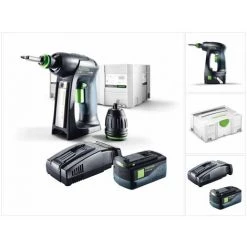 Festool C 18 Li-Basic Perceuse-visseuse Sans Fil Avec Boîtier Systainer Plus + 1x Batterie BP 18 Li 5,2 AS + 1x Chargeur Rapide SCA 8