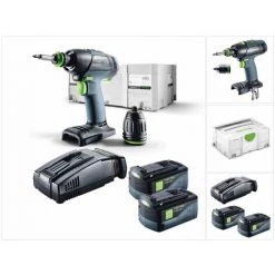 Festool T 18+3 Li-Basic Perceuse-visseuse Sans Fil + Coffret De Tranport Systainer Plus + 2x Batteries BP 18 Li 5,2 AS + Chargeur Rapide SCA 8 -Festool Soldes Magasin 9480841 5