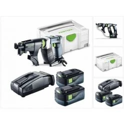 Festool DWC 18-4500 Duradrive Li Basic Visseuse Sans Fil Pour Plaquiste Avec Boîtier Systainer + Chargeur De Vis + 2x Batteries BP 18 Li 5,2 AS Li-lon + Chargeur SCA 8