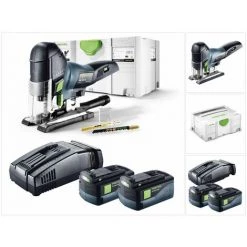 Festool PSC 420 Li 5,2 EB-Basic Scie Sauteuse Sans Fil CARVEX Avec Boîtier Systainer + 2x Batteries BP 18 Li 5,2 AS 18V 5,2 Ah + Chargeur Rapide SCA 8 Li-Ion