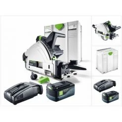 Festool TSC 55 Li 5,2 REB-Basic Scie Circulaire Plongeante Sans Fil Avec Boîtier Systainer + 1x Batterie BP 18 Li 5,2 AS 18V 5,2 Ah + Chargeur Rapide SCA 8 Li-Ion